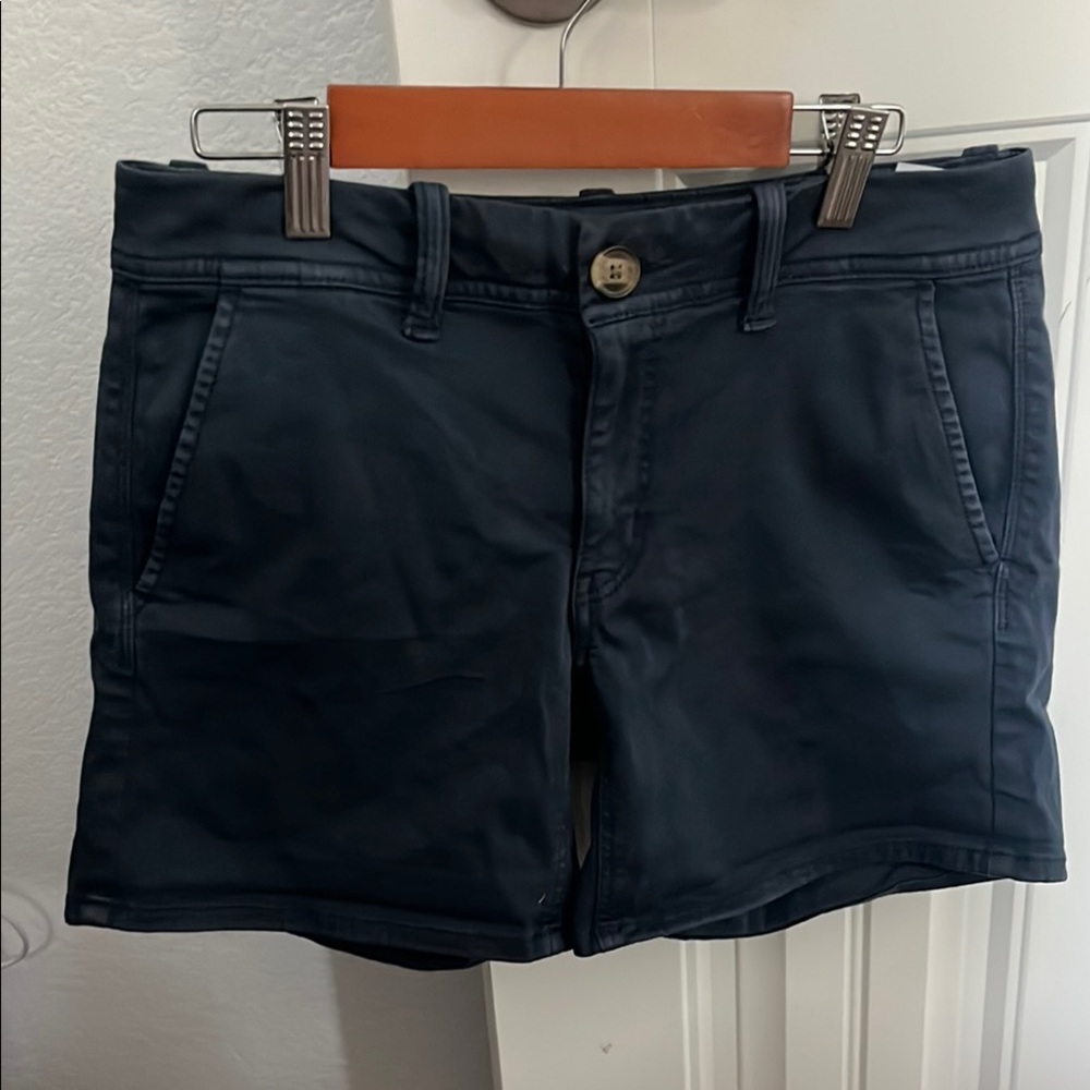 Navy blue mid rise shorts